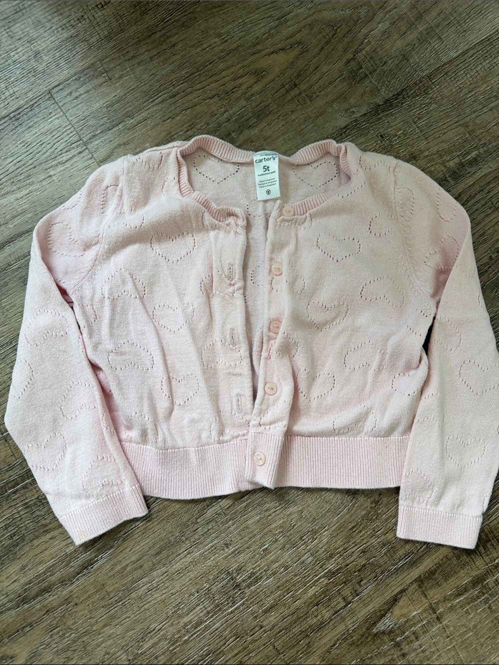 Carter's Pale Pink Heart Pointelle Cardigan